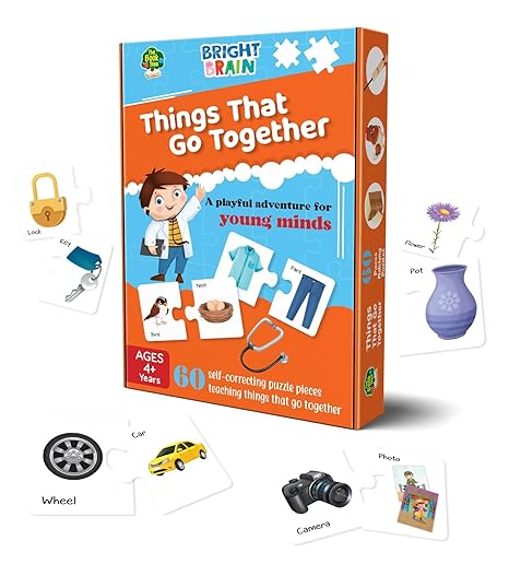 The Book Tree Bright Brain Things That Go Together 60 (30 Sets) Piece Jigsaw Puzzle for Preschoolers