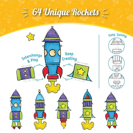 Imagimake Window Art Rocket 16 Pieces Glass Painting Set Astronaut Rover Space Designs