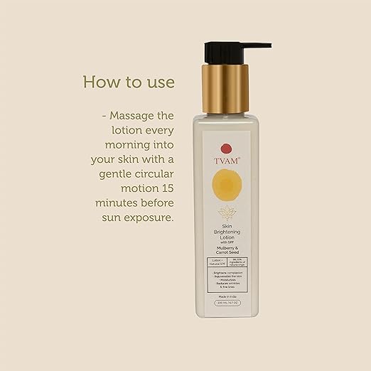 TVAM Skin Brightening Lotion With Natural SPF Mulberry Carrot Seed - 200 ml