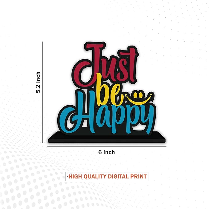 Artvibes Wooden Idols and Figurine Just Be Happy Quotes Table Decor for Office Desk Showpiece | Home Decoration Item