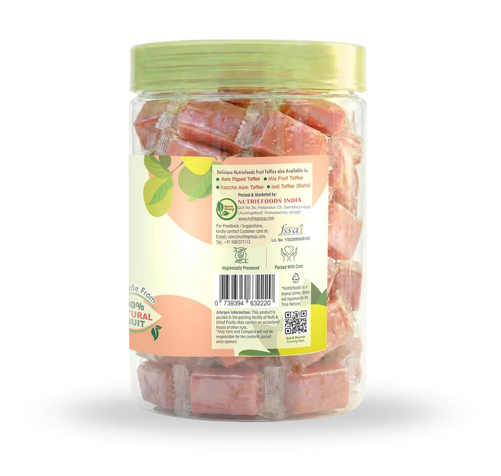 Nutriefoods Pink Guava Toffee, 100% Natural Fruit Candy, Premium Pink Guava Fruit Bar (400gm)