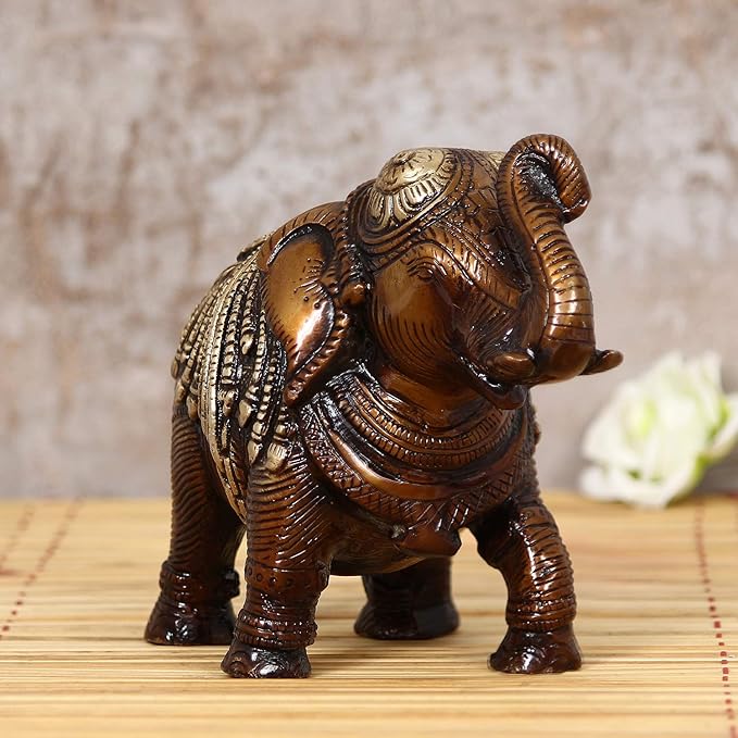 Ecraftindia Antique Finish Decorative Brass Elephant Fingurine