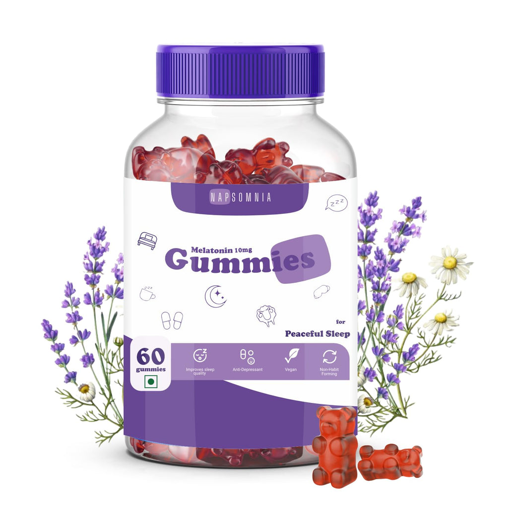 NAPSOMNIA Sleep Melatonin Gummies 10mg - Fall Asleep Fast & Wake Up Regenerated Gummies, Non-Addictive and No Next-Day Drowsiness, Black Current Flavor Sleeping Gummies for Deep Sleep (60 Count)