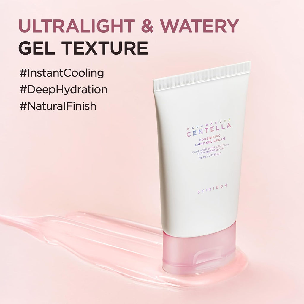 SKIN1004 Centella Poremizing Light Gel Cream | Lightweight Cooling & Hydrating Gel with Niacinamide for Oily & Combination Skin, 75ml