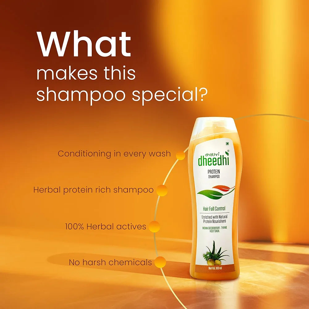 Dhathri Dheedhi Protein Shampoo Sulfate Free Nourishment for Damaged Hair - Each 100 ml (Pack of 2)