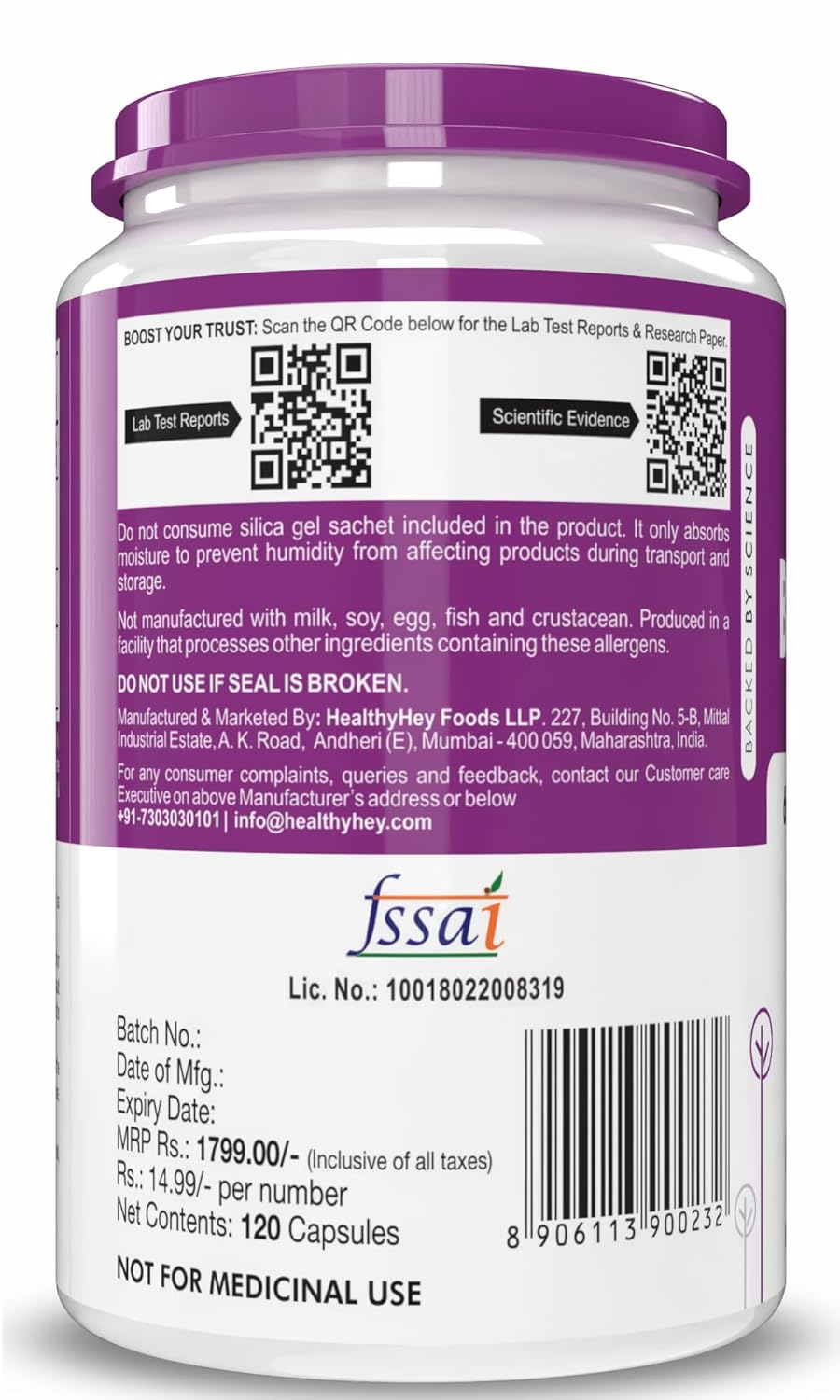 HealthyHey Nutrition Betaine Trimethylglycine (TMG) - 120 Veg. Capsules