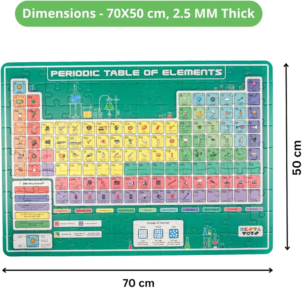 Nesta Toys Floor Puzzle & Game Periodic Table of Elements Jigsaw Puzzle, Educational Toy, Gifts for Boys & Girls Ages 6 to 14 108 pcs, 70 x 50 cm