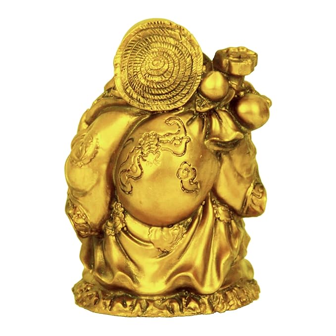 Tied Ribbons ecorative Good Plated Luck Laughing Buddha Idol Statue Showpiece