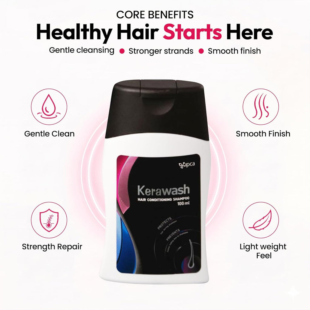 Ipca Kerwash Hair Conditioning Shampoo â€“ 100ml Gentle Cleansing & Hair Strengthening Formula | Smooth, Manageable & Lightweight Conditioning | Suitable for Regular Scalp & Hair Care