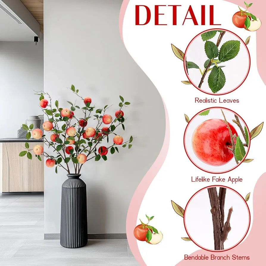 Artificial Fake Plant Flowers Artificial Apple Fruit Flower Stick Pack of 3
