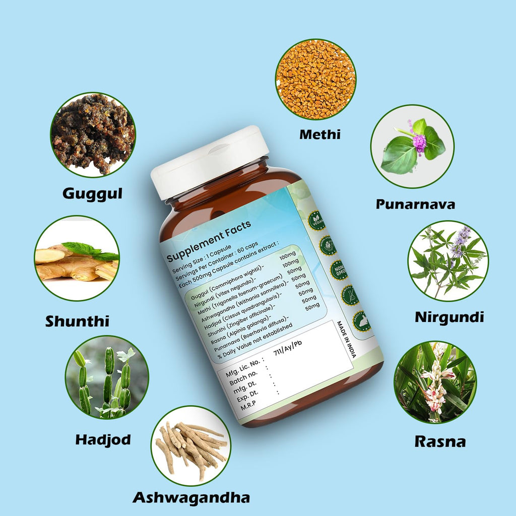 RthoEase | Natural Ayurvedic Herbal Supplement | Used to Support Joint Comfort, Flexibility & Good Health| 60 Veg Capsules (Pack Of 1)