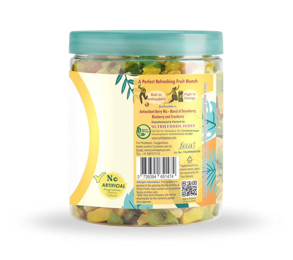 Nutriefoods Premium Tropical Dried Fruit Mix - Blend of Dried Mango, Kiwi, Pineapple, and Oranges (250gm)