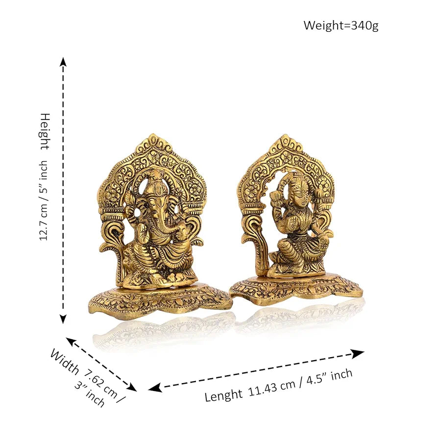Metal Laxmi Lakshmi Ganesh with Velvet Box Packing