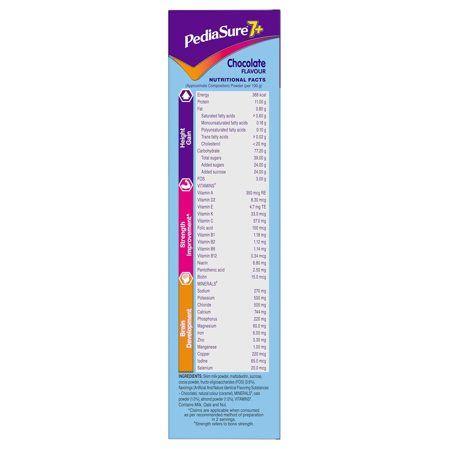 PediaSure 7+ Specialized Nutrition Drink Powder 400 Grams,Premium Chocolate Flavour With Oats & Almonds,For Growing Children,Supports Height Gain,Muscle Strength &Brain Development,1 Count