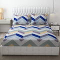 Fresh From Loom Soft Microfiber Fitted Floral Bedsheet King Size Bed With Two Pillow Cover Elastic Fitted 144 Tc Blue Grey