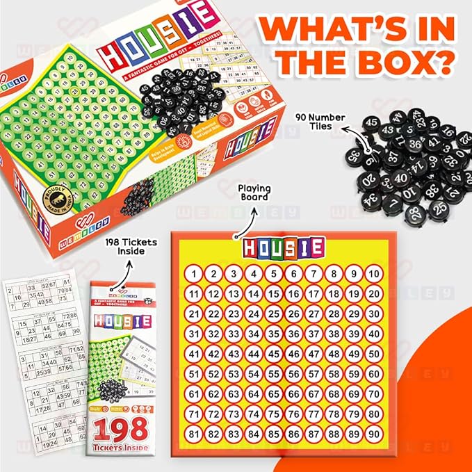 Wembley Tambola Housie Board Game for Kids Adults 198 Tickets Bingo Indoor Game
