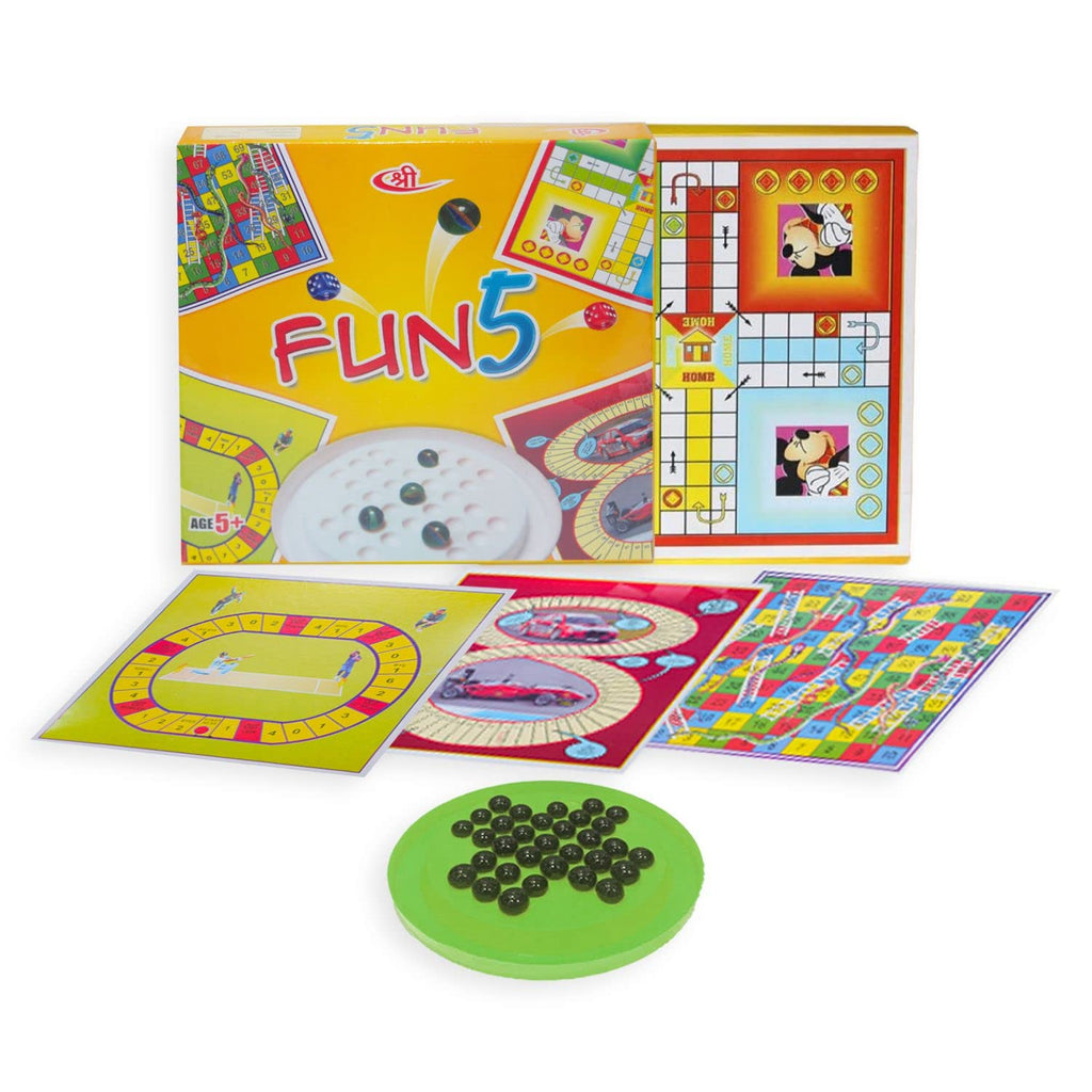 Kids Mandi Ultimate Fun 5-in-1 Board Game Set for Kids & Family