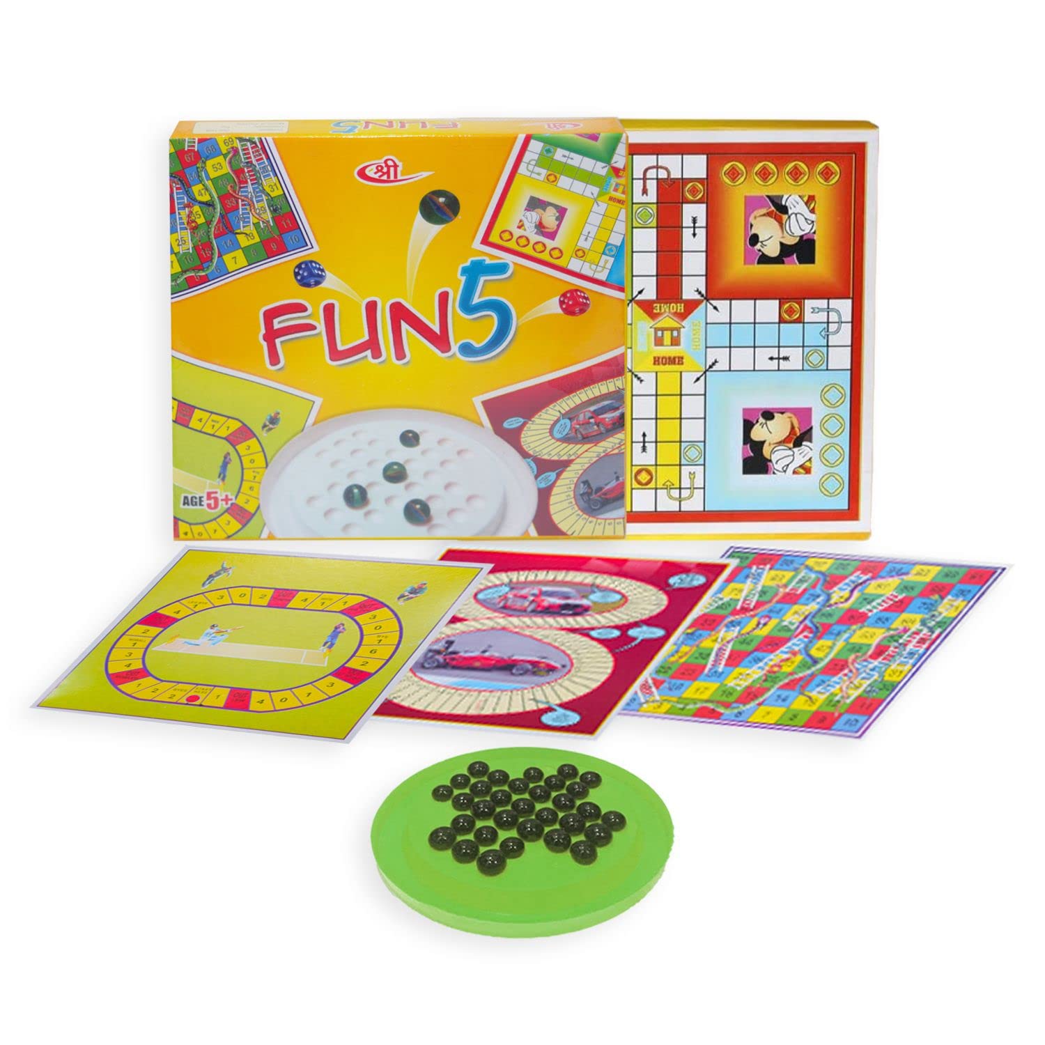 Kids Mandi Ultimate Fun 5-in-1 Board Game Set for Kids & Family