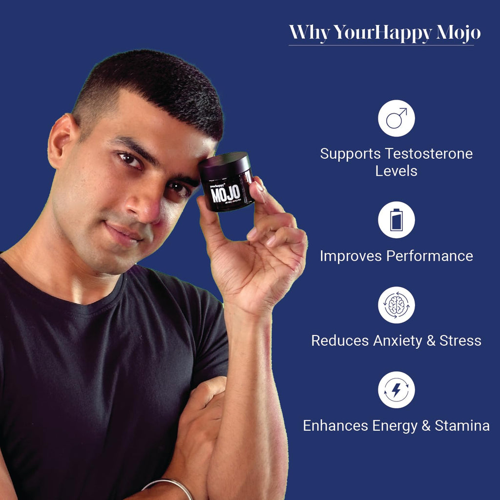 YourHappyLife MOJO Testosterone Supplement for Men with Premium Natural Stamina Amplifier and Fenugreek, L-Arginine & Tribulus for Performance Support, Muscle Recovery & Stamina (30 X 2 Capsules)