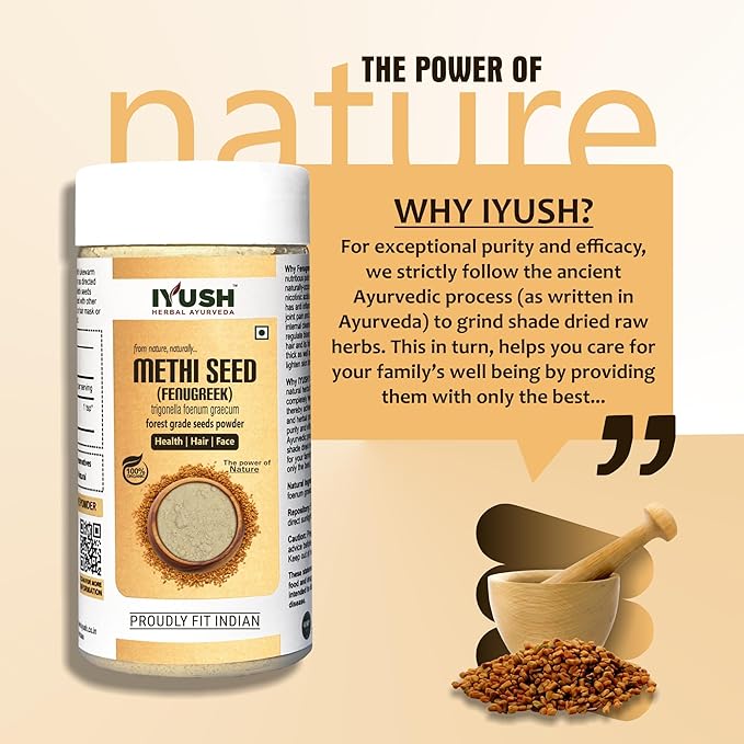 Iyush Herbal Ayurveda Organic Methi Powder - 100 gms (Pack of 2)