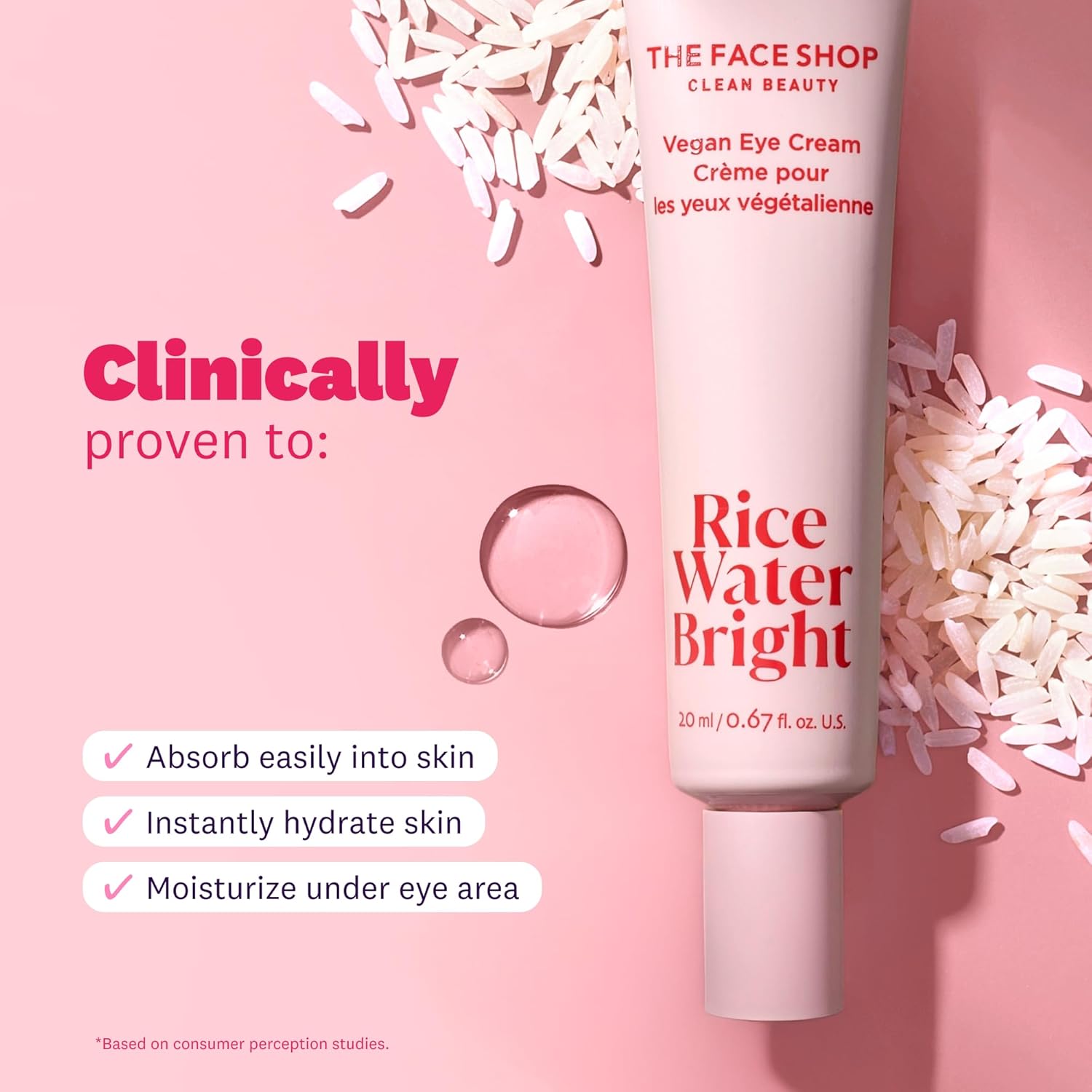 The Face Shop Rice Water Bright Vegan Eye Cream (20ml)