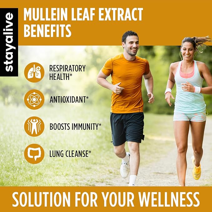 StayAlive Mullein Leaf Capsules 10000mg 10:1 Super Extract for Lungs - 120 caps