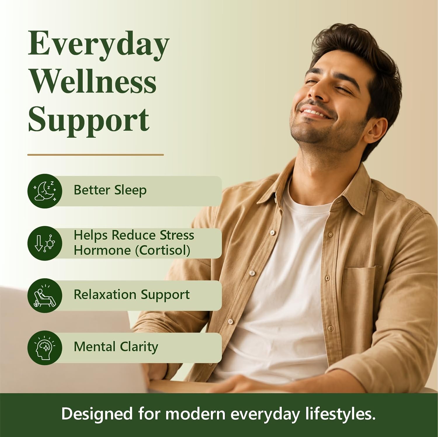 GROWFITZ KSM-66 Ashwagandha 1300mg Tablets | 60 Veg Tablets | Herbal Supplement | Supports Stress Management, Better Sleep, Muscle Recovery & Energy | for Men & Women