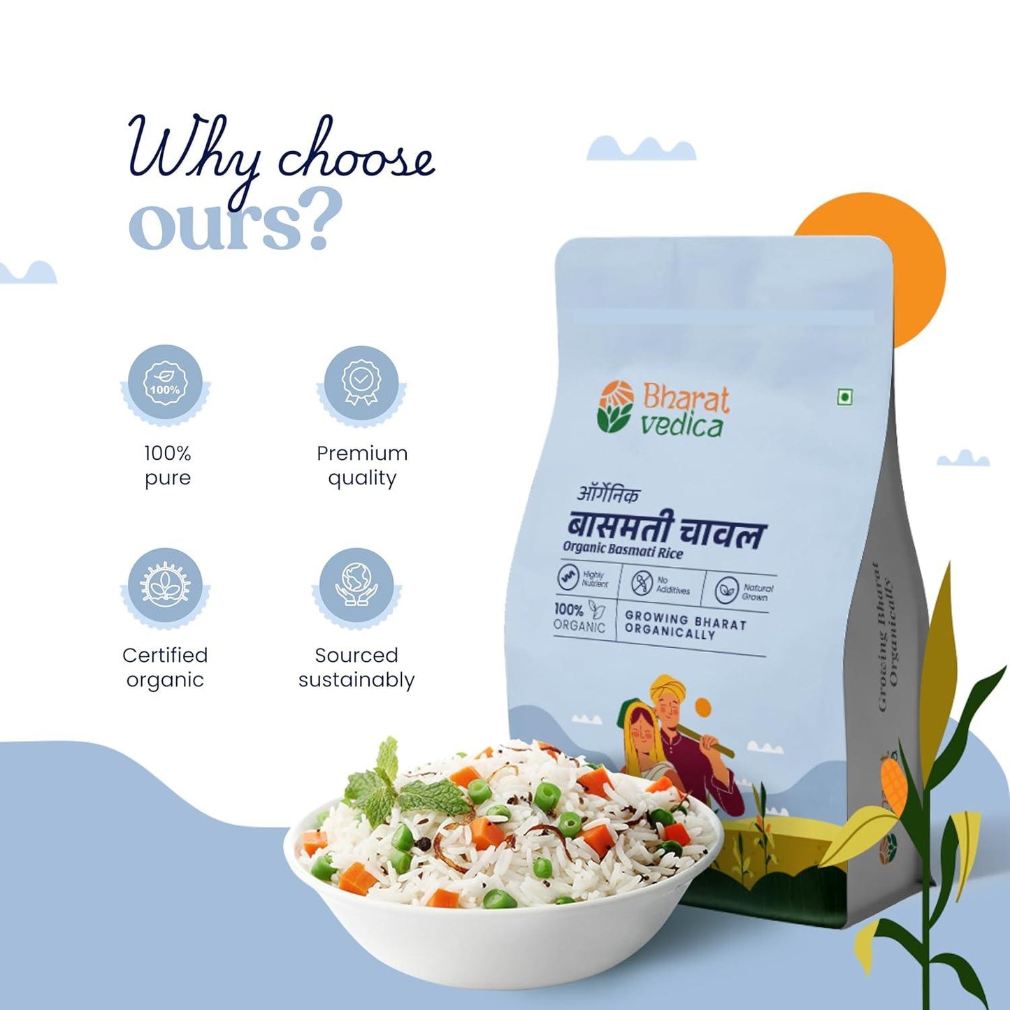 Bharat Vedica Organic Basmati Rice - Organic Basmati Chawal