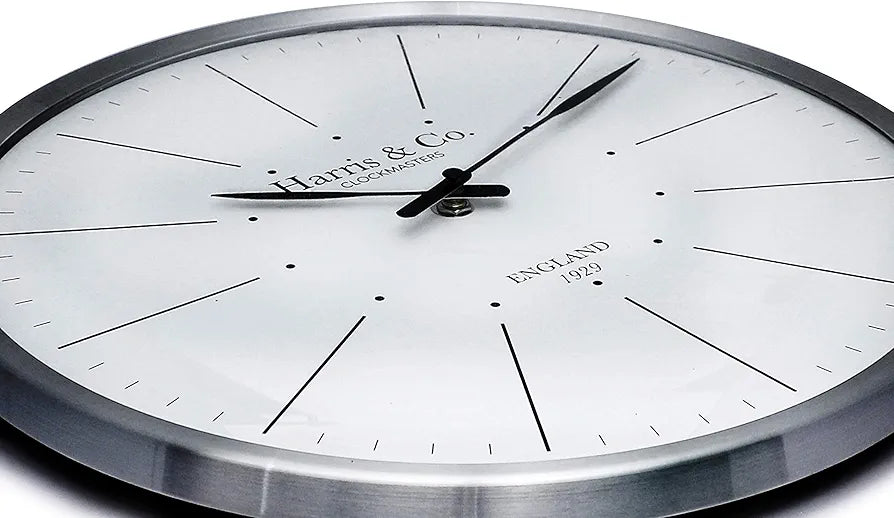 Harris & Co. Clockmasters Premium Luxury Analog Wall Clock Minimalist Design - 13 Inch