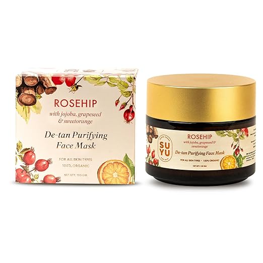 Suyu Rosehip De-tan Purifying Face Mask with Gentle Exfoliation - 100 gms