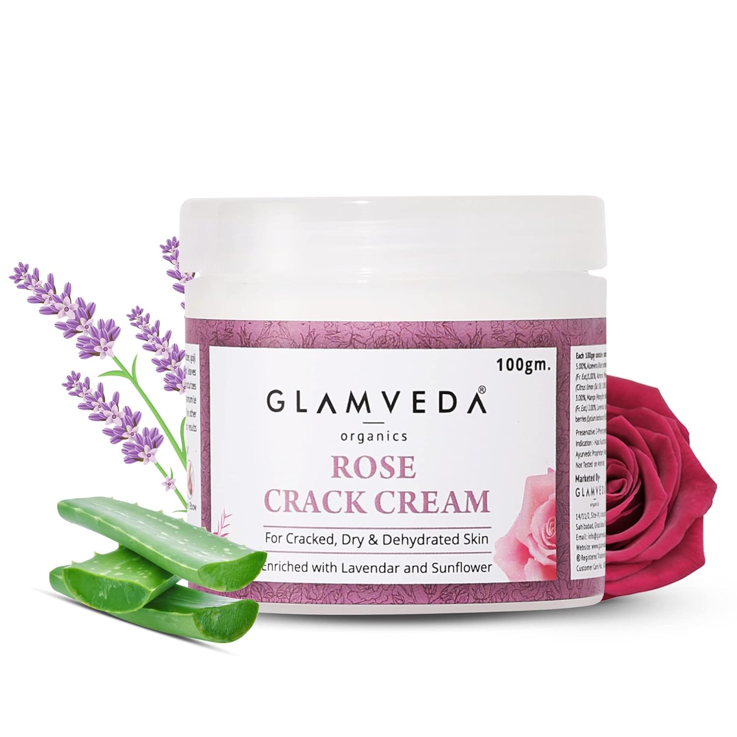 Glamveda Rose Crack Cream Enriched With Lavender & Sunflower - 100 gms