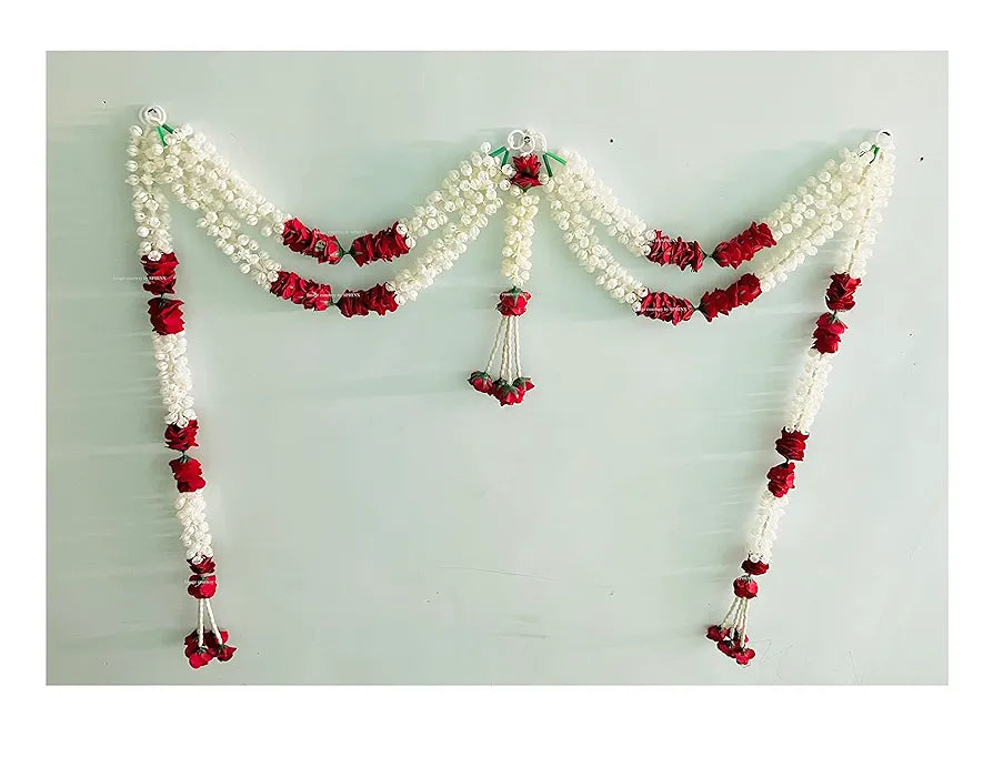 Artificial Jasmine and Roses Door Toran Double Line with Clustered/tassle stings