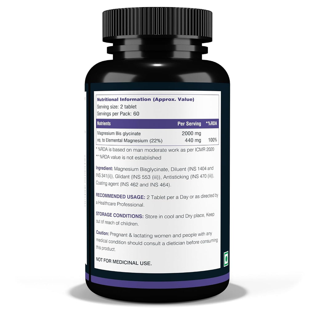 NutritJet Magnesium Glycinate Supplement 2000mg â€“ 120 Veg Tablets | Magnesium Supplement For Sleep, Cramps, Recovery, Nerve & Muscle Function