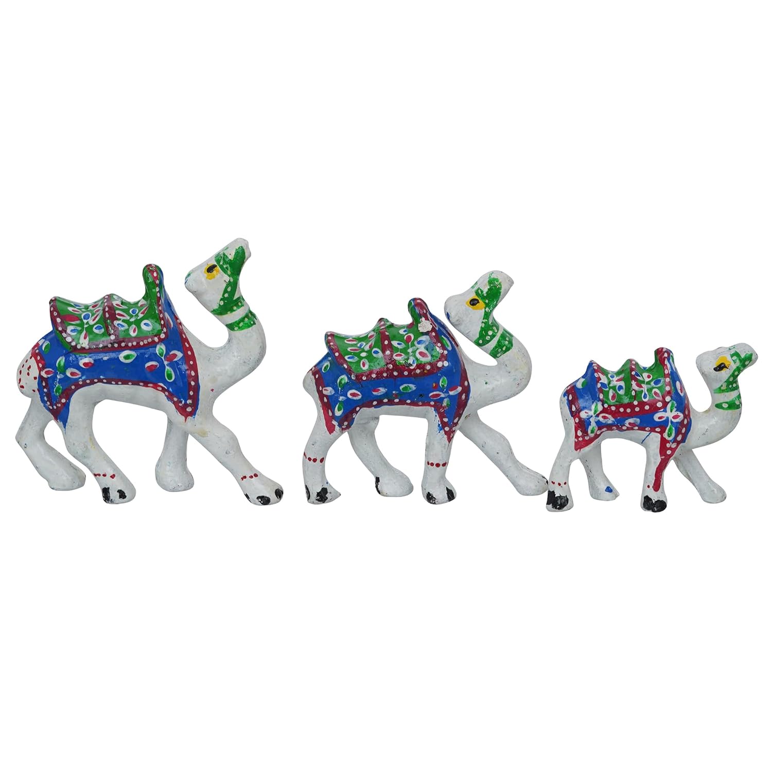 Ecraftindia Handcrafted Multicolor Set of 3 Camel Statues Animal Figurines Decorative Showpieces