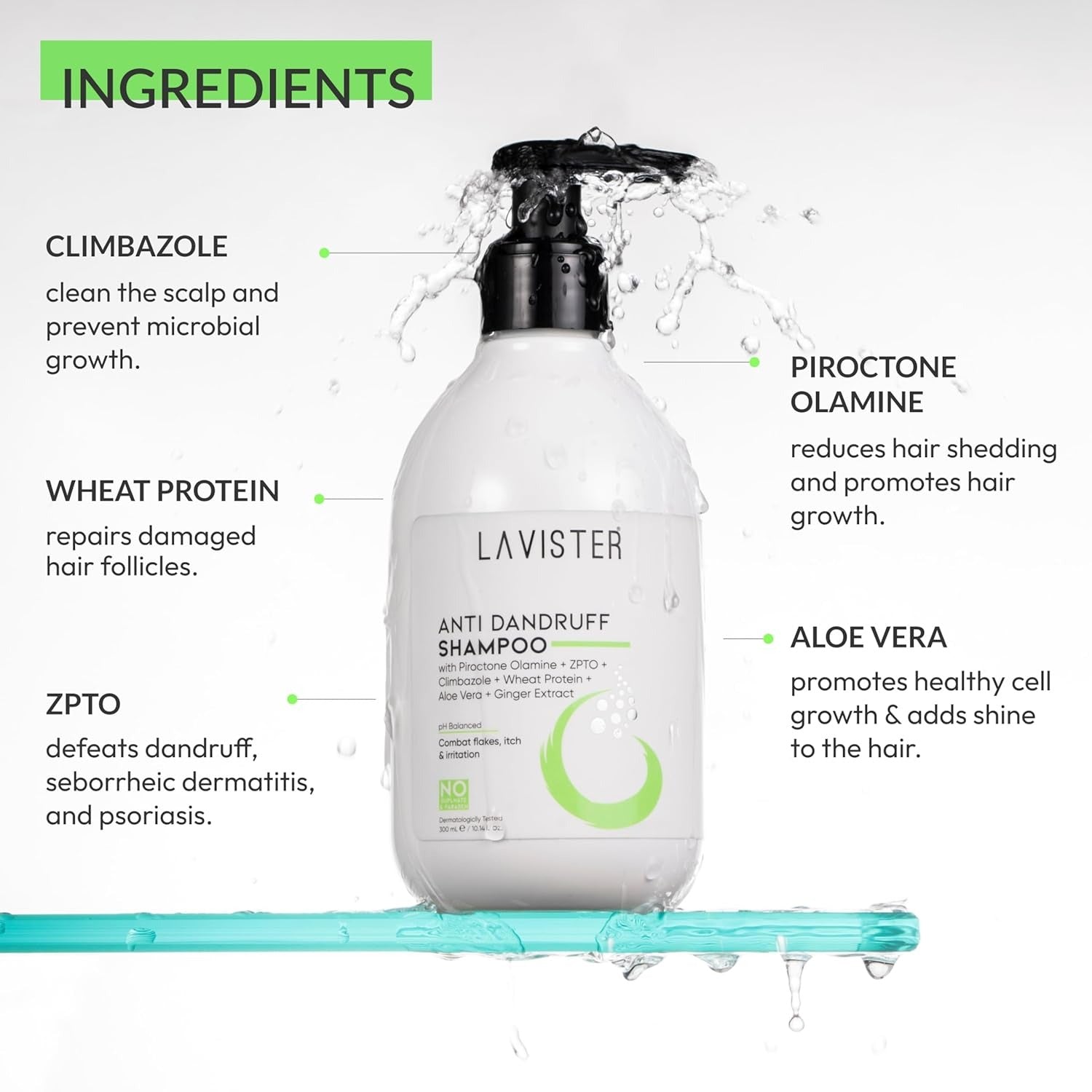 Lavister Anti Dandruff Shampoo with Piroctone Olamine - 300 ml