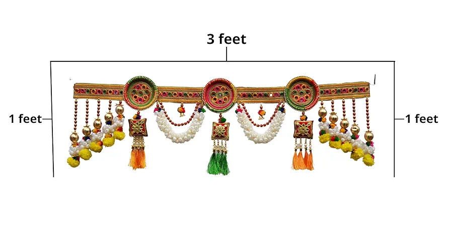 CraftVatika Embroidery Work Toran Hanging Bandhanwar Marigold Flower with Floral Handmade Latest Traditional Design 3 Ft Length 91.44CM Type 6