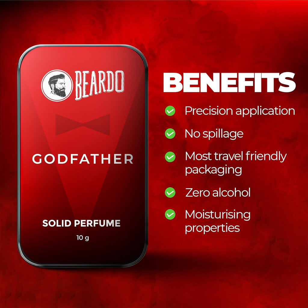 BEARDO Godfather Solid Perfume Wax For Men 10G | Strong & Lasting Fragrance | For Date Night | Gift For Friends | Gift for men | Gift For Husband | Gift for Men