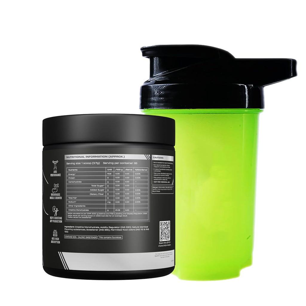 BeastLife Micronised Creatine Monohydrate with Free Shaker | 319 g | 86 Servings | Tropical Tango | NABL Lab Tested | Rapid Absorption for Muscle Strength & Athletic Performance | Super Micronised Creatine Powder