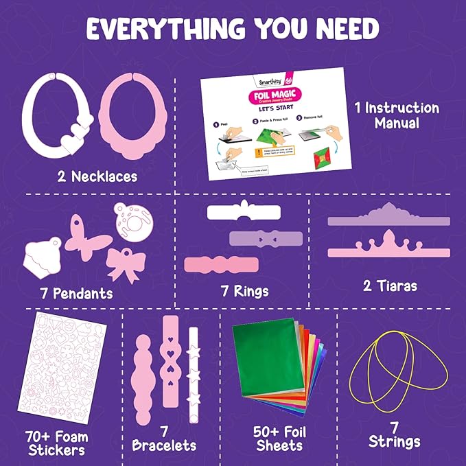 Smartivity Foil Magic Jewelry & Bracelets Making Craft Kit for Kids Age 4-10 Years Create 25+ Unique Designed