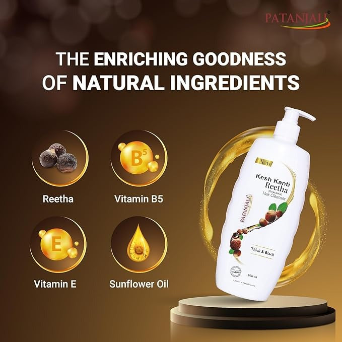 Patanjali Kesh Kanti Reetha Hair Cleanser - 650 ml