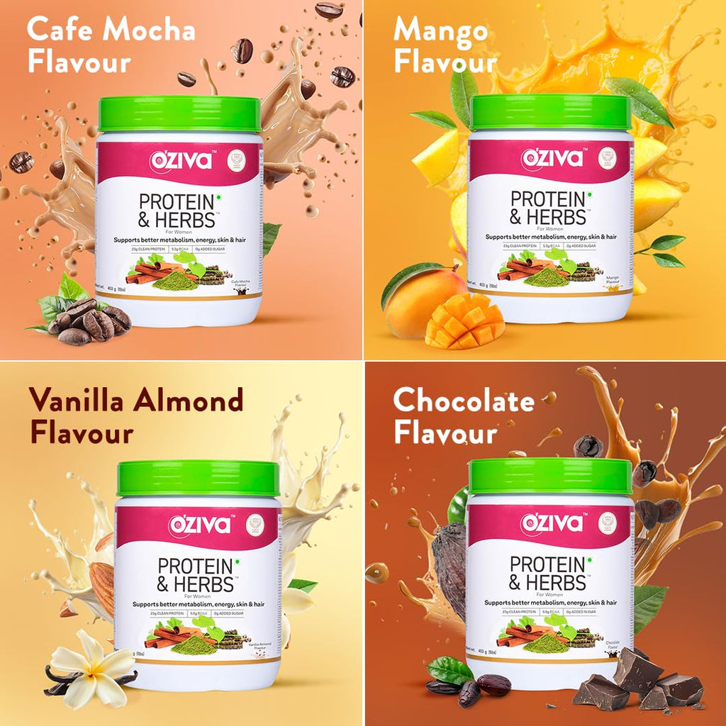 OZiva Protein & Herbs for Women, Chocolate, 16 Servings, 0g added Sugar