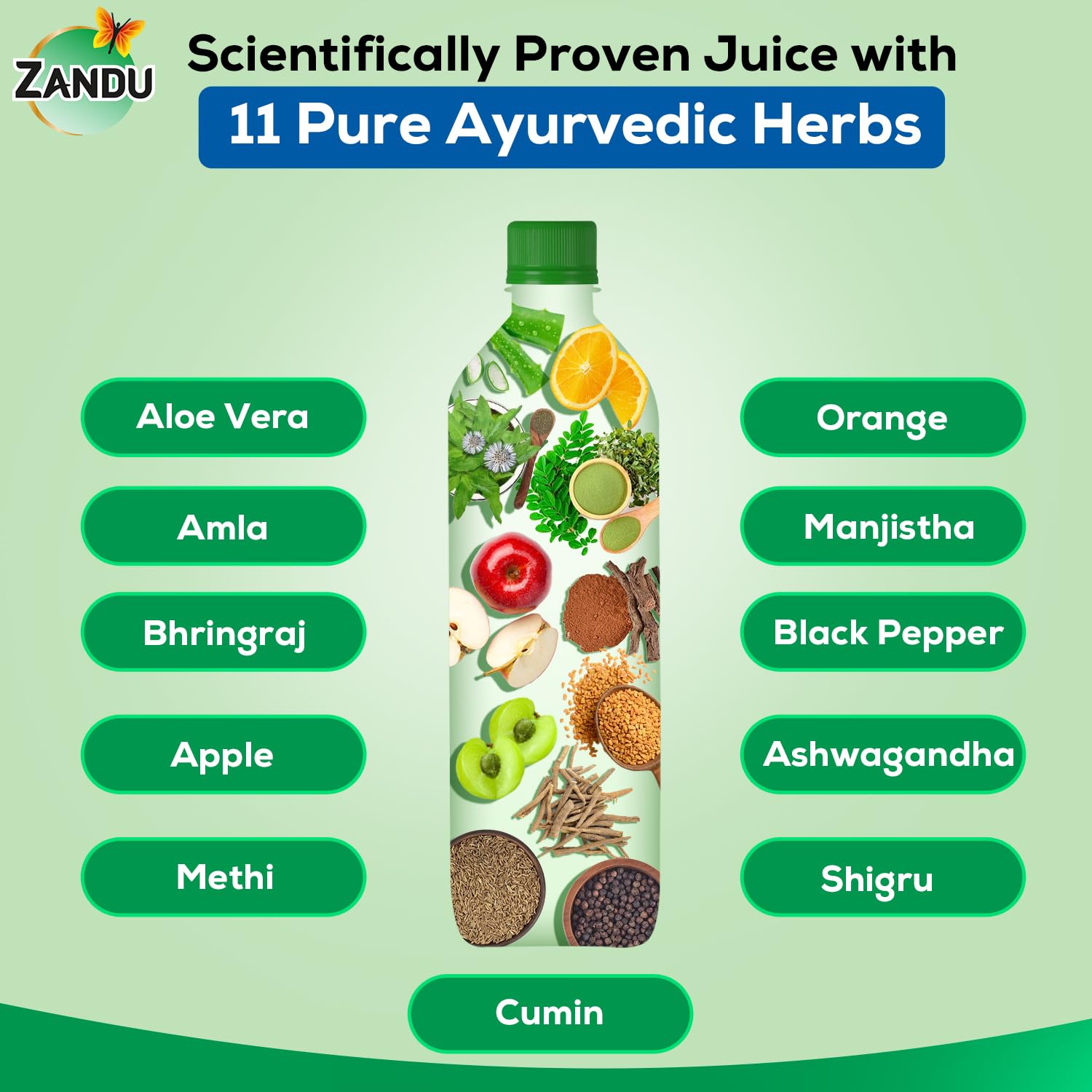 Zandu Hair Vitalizer Juice | Made With 11 Ayurvedic Ingredients, 100% Natural Actives, Vegetarian | 1L
