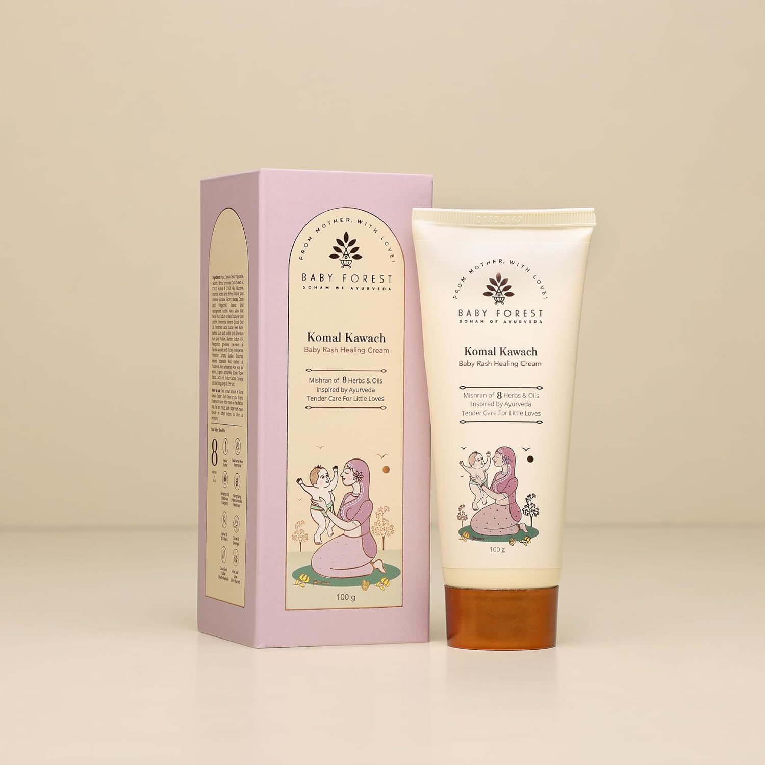 BABY FOREST Komal Kawach Baby Rash Healing Cream 100g, with 8 herbs and oils | Derma safe