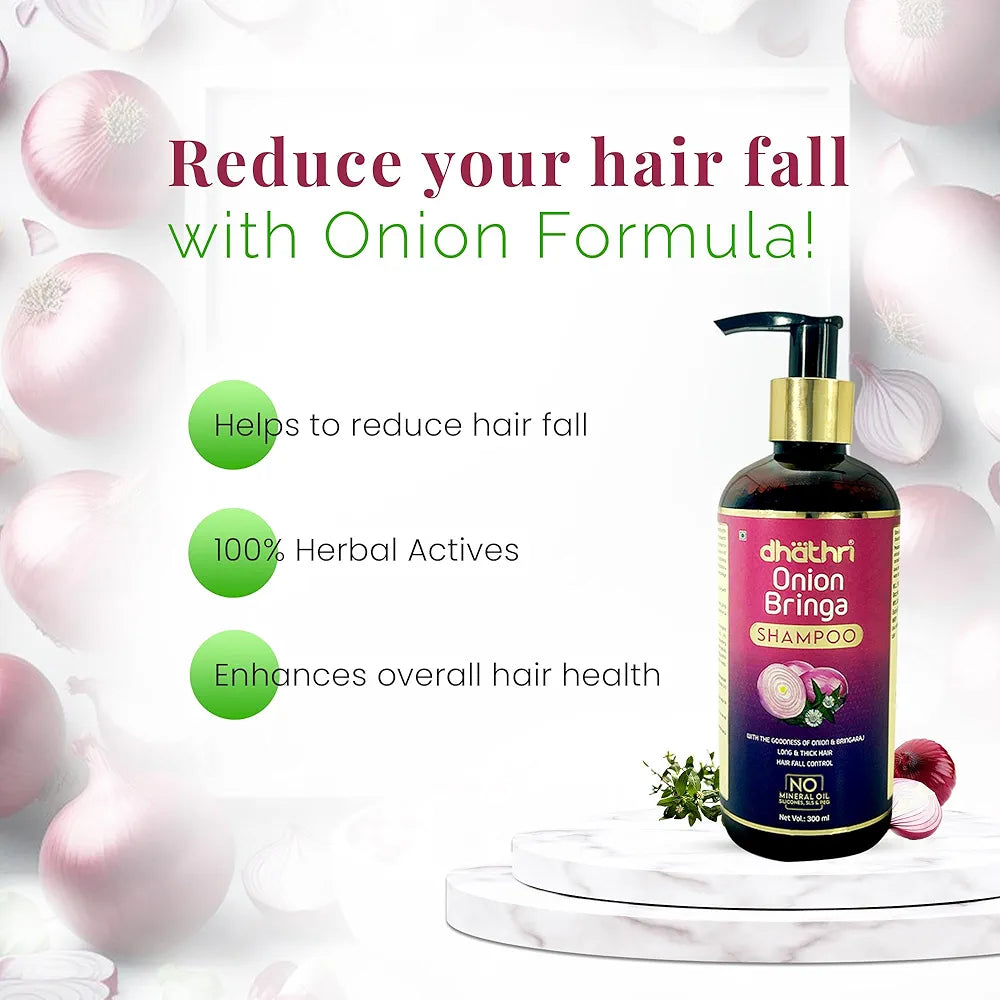 Dhathri Onion Bringa Hair Shampoo Promotes Hair Growth & Controls Hair Fall - 300 ml