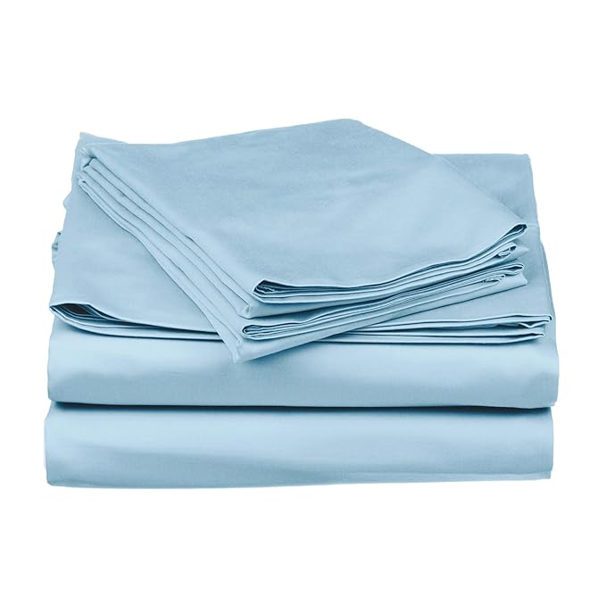 Stoa Paris Satin Bedsheets for Double Bed 300TC Premium Bedsheet with 2 Pillow Covers Colour Dreamy Blue