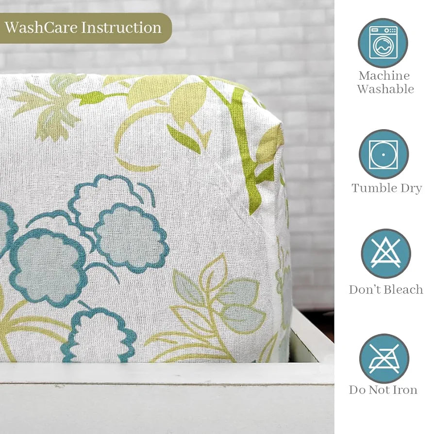 Divine Casa 100% Cotton Fitted Bedsheet Set for Single Bed 144 TC Single Bedsheet Set - Colour Floral Mineral Green