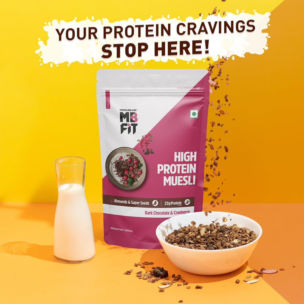 MuscleBlaze Fit High Protein Muesli ,400g | 22g Protein | With Raisins, Almonds & Super Seeds, High Protein Breakfast Cereals
