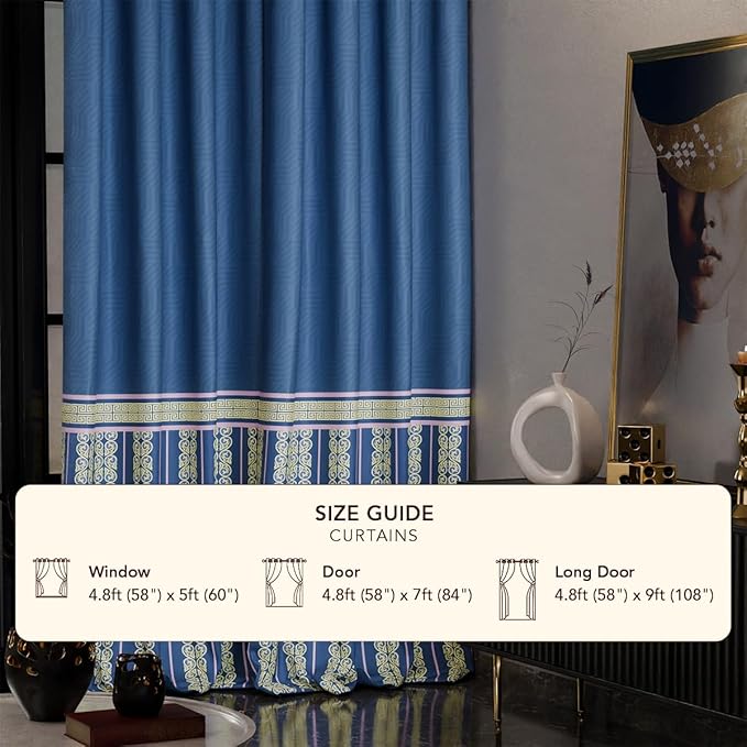Stoa Paris Curtain for Home, Single pc Patterned Curtain for Door Colour Blue Monarch