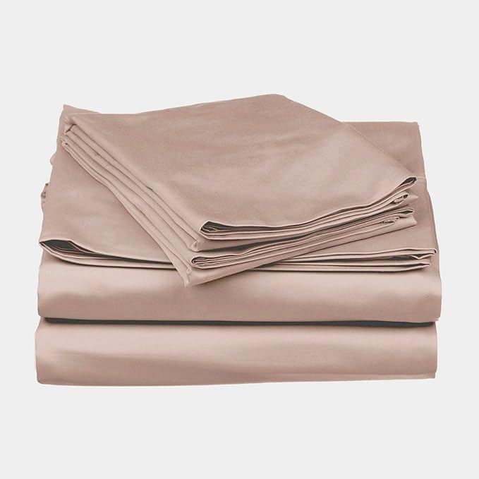Stoa Paris Satin Bedsheets For Double Bed 300Tc Premium Bedsheet With 2 Pillow Covers Colour Champagne