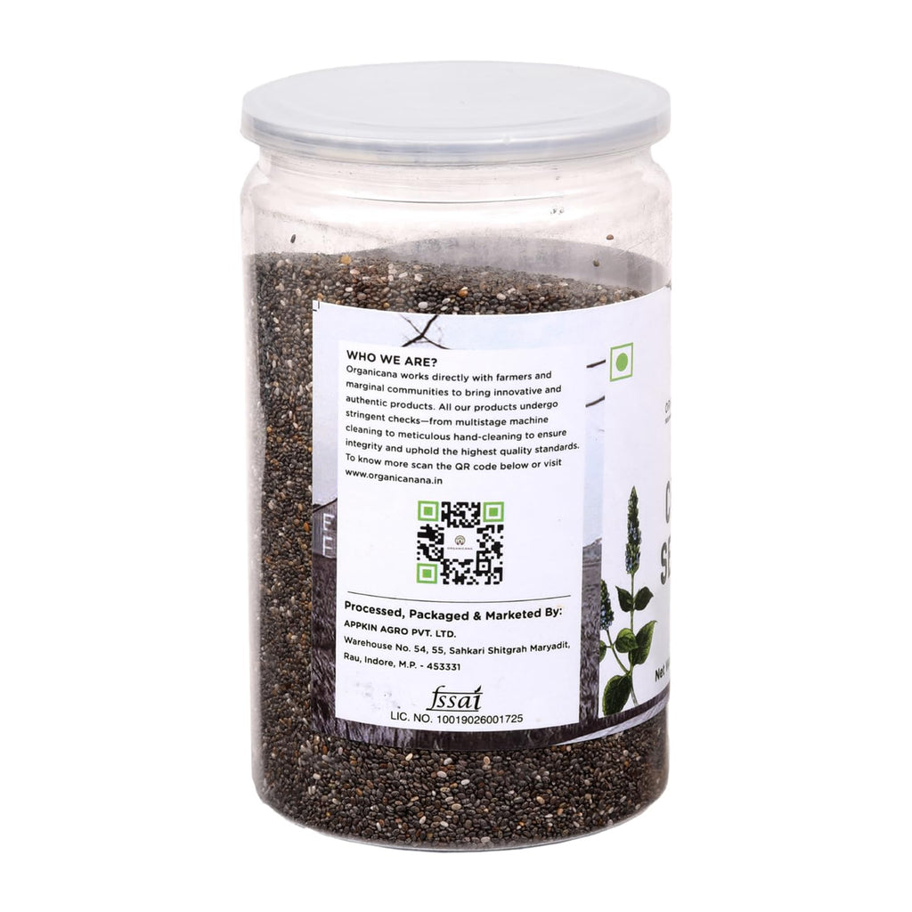 Organicana Chia Seeds - 500g (Pack of 1) 100% Natural & Unpolished Superfood | Rich in Omega-3, Fiber & Protein | Supports Weight Loss, Digestion & Energy